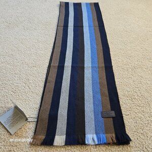NWT Hickey Freeman Merino Wool Stripe Scarf
